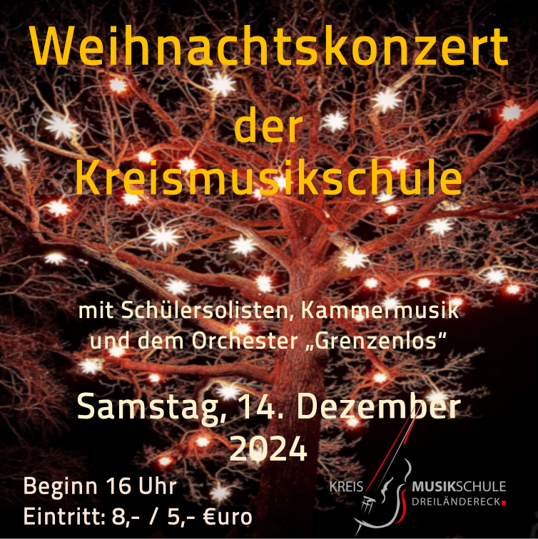 Titelbild Weihnachtskonzert der Kreismusikschule Dreiländereck